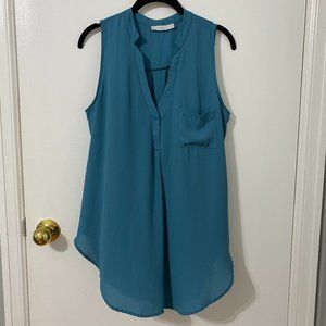 Lush Teal Colored Sleeveless Blouse